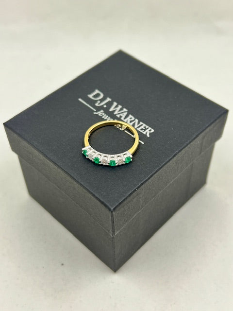 18ct Yellow Gold Emerald and Diamond Eternity Ring