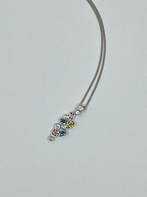 18ct Multi Coloured Sapphire and Diamond Pendant