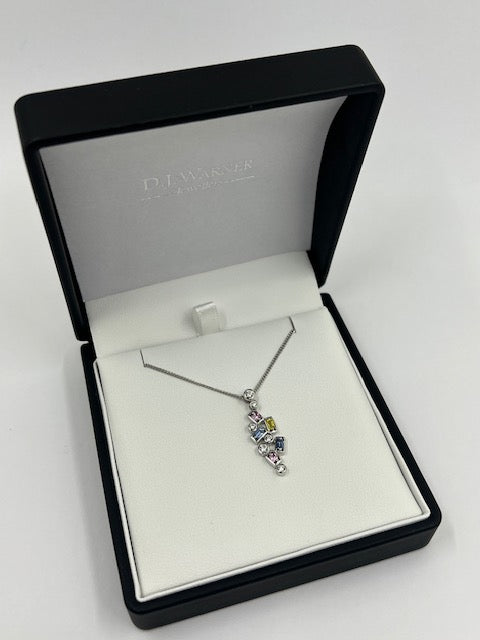 18ct Multi Coloured Sapphire and Diamond Pendant