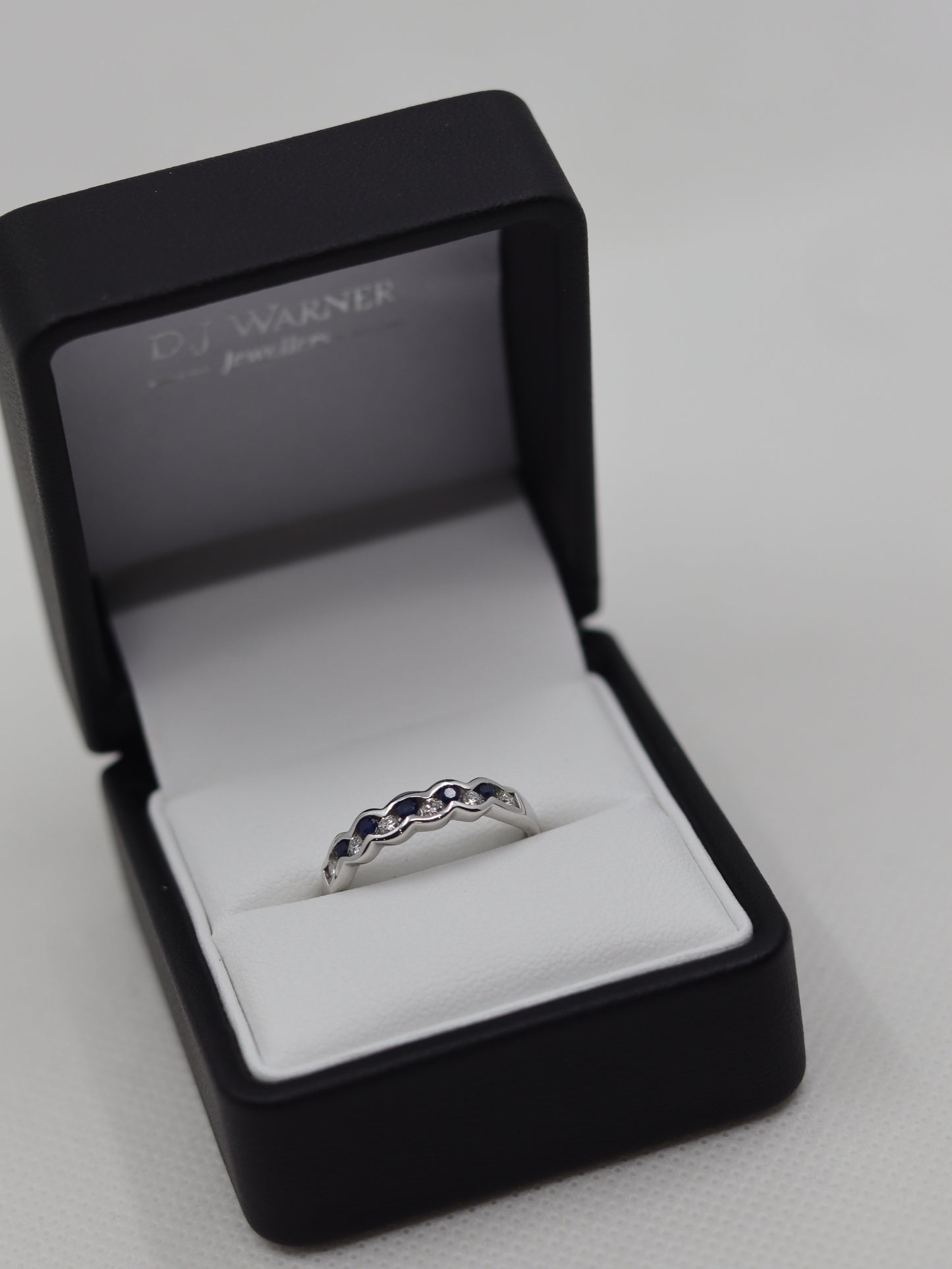 9ct White Gold 11 Stone Sapphire and Diamond Eternity Ring