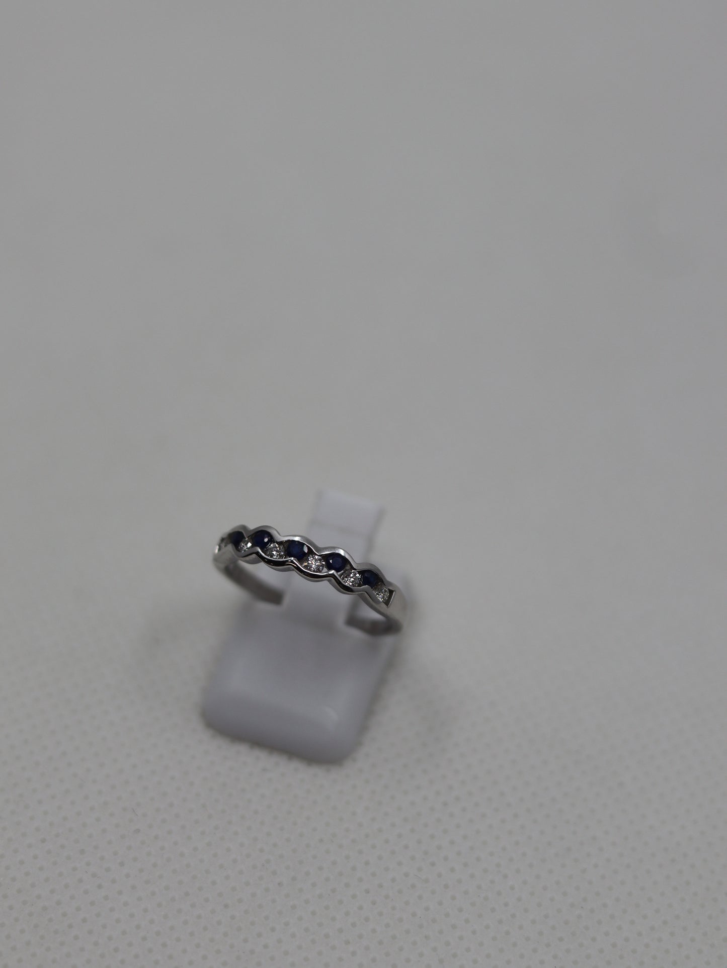 9ct White Gold 11 Stone Sapphire and Diamond Eternity Ring
