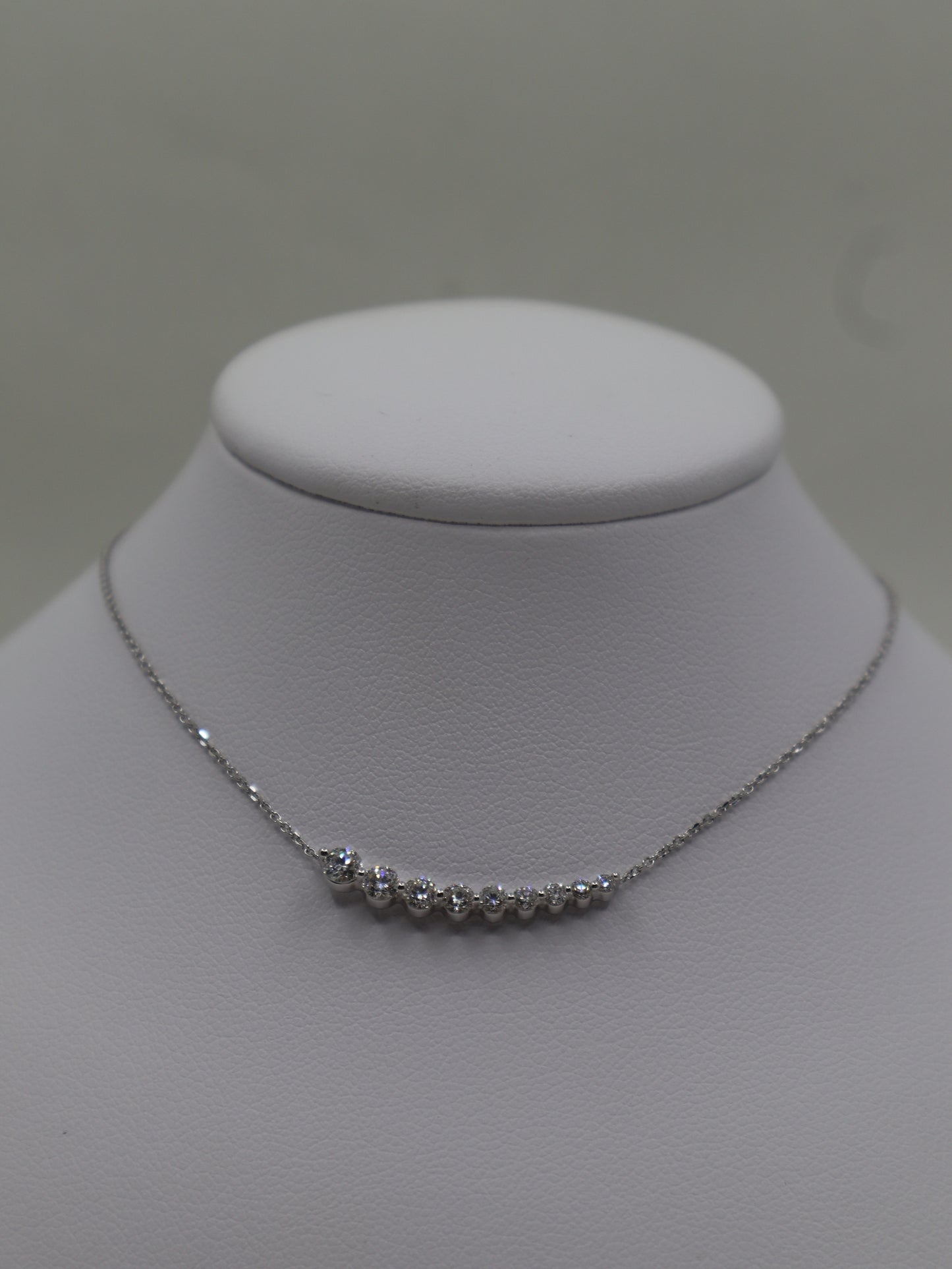 18ct White Gold Diamond Bar Necklet and Chain