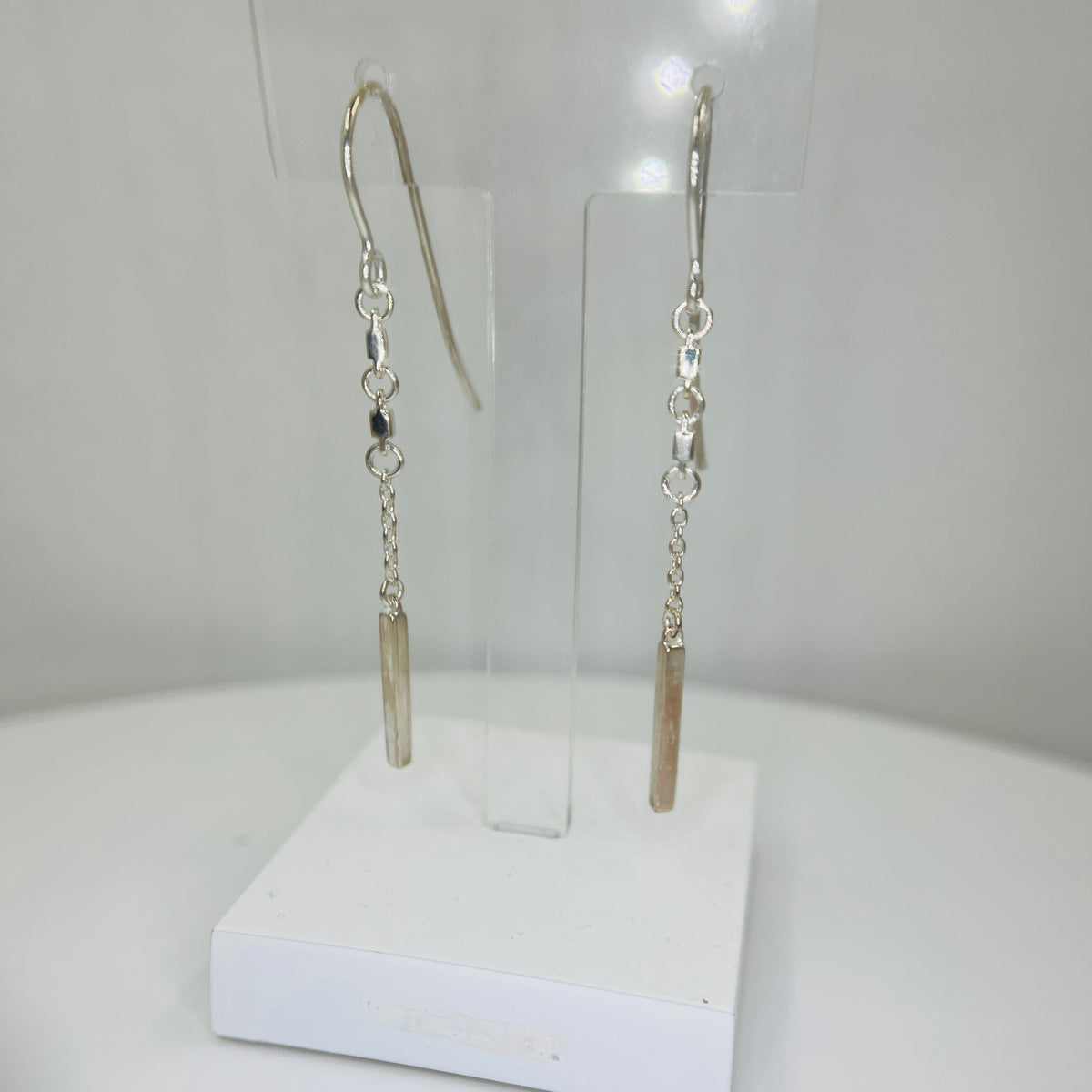 Silver Dot Dash Bar Earrings