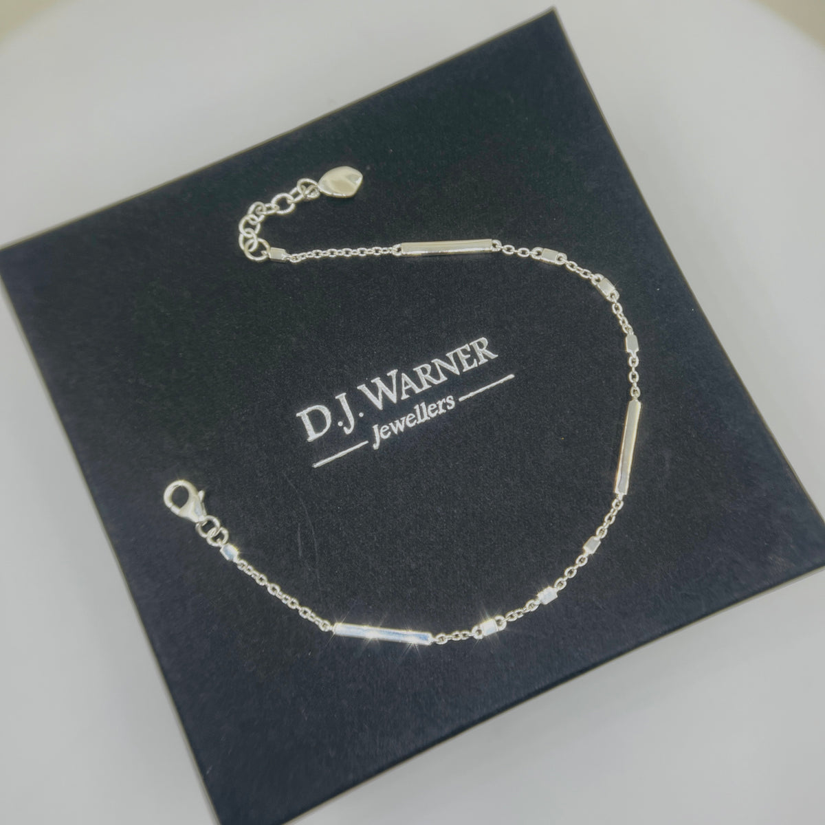 Silver Dot Dash Bar Link Bracelet