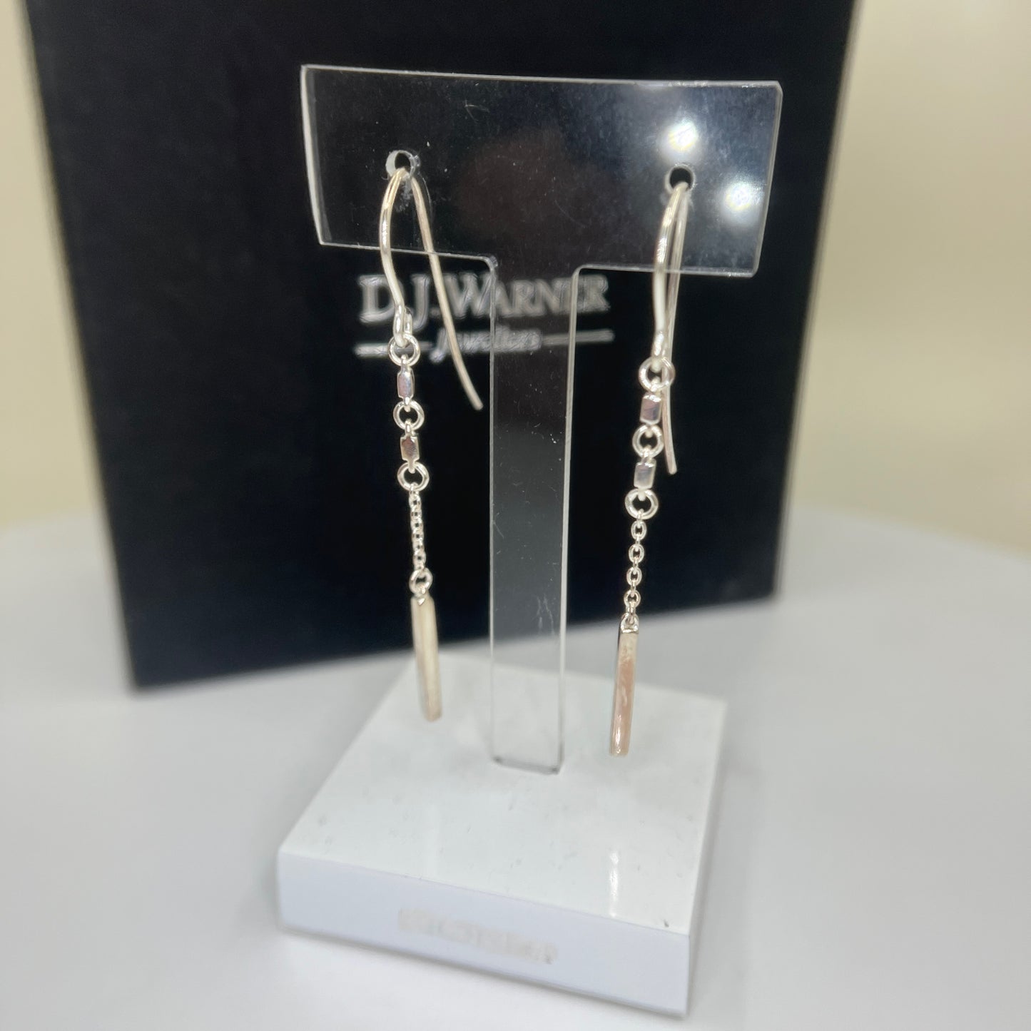 Silver Dot Dash Bar Earrings