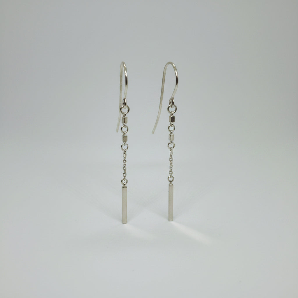 Silver Dot Dash Bar Earrings