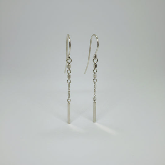 Silver Dot Dash Bar Earrings