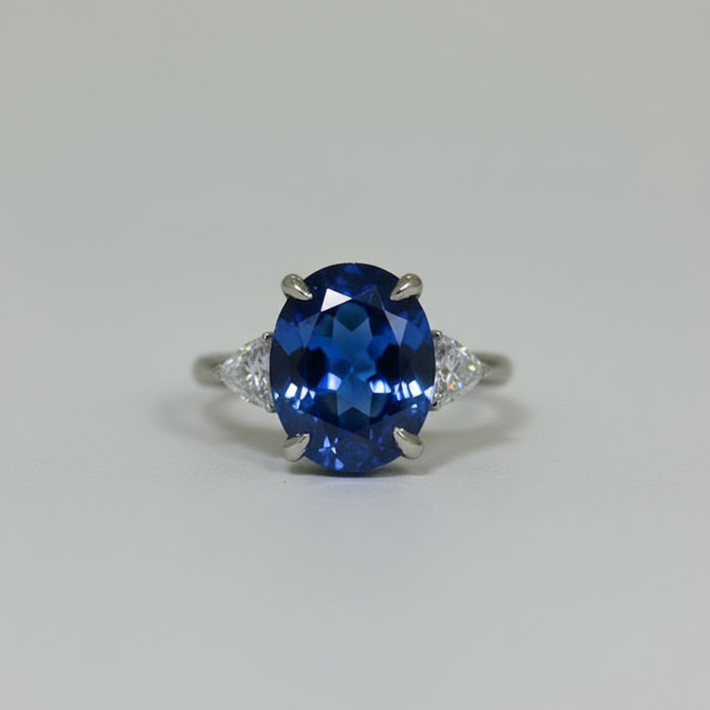 Platinum Tanzanite and 1/2 Moon Diamond Ring