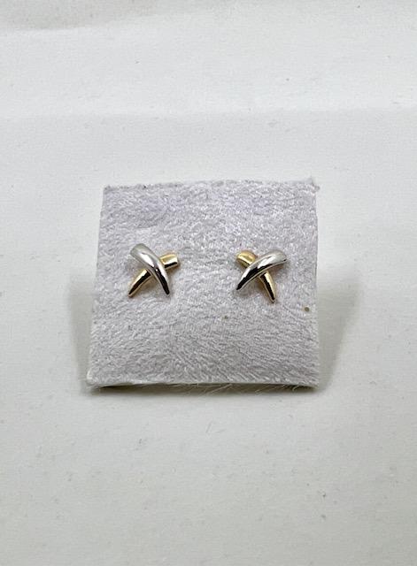 9ct Yellow and White Gold Kiss Stud Earring